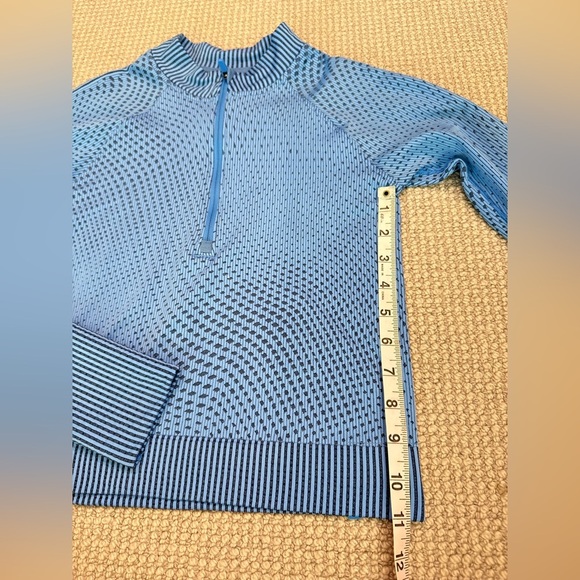 Lululemon Rest Less Cropped Half-Zip Top Jacket Thumbholes Grid Blue - Picture 4 of 9